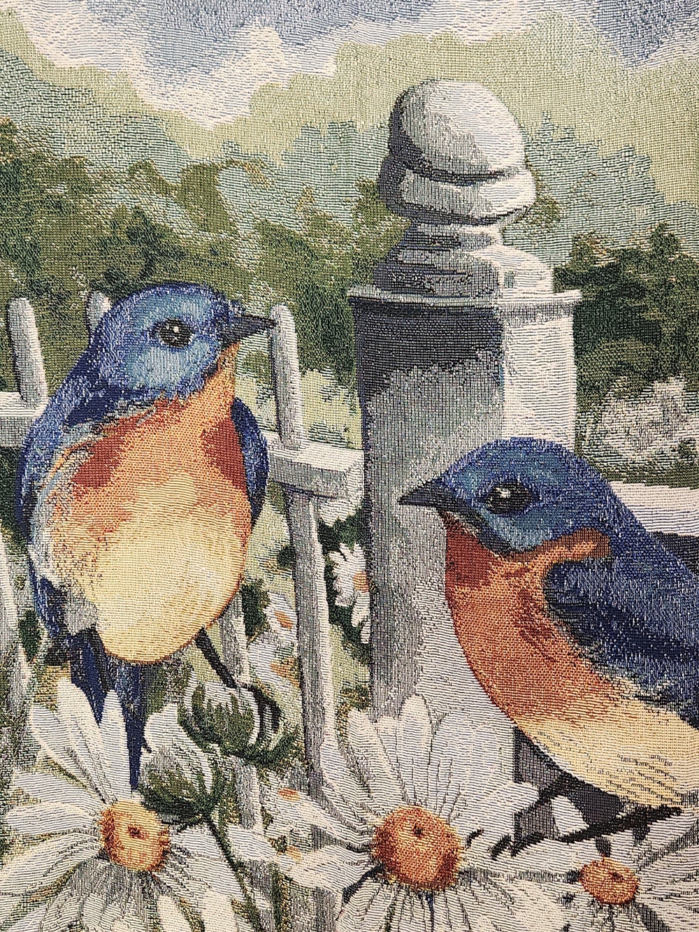 Blue and Orange Songbird Tapestry Wall Art Or Throw Blanket 4x5.